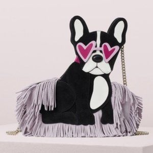 Kate Spade Francois Italian Bulldog Multicolor Leather & Suede Cross Body Bag